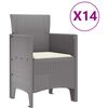 vidaXL Trädgårdsmöbelset 15 pcs Ljusgrå Polt rotting