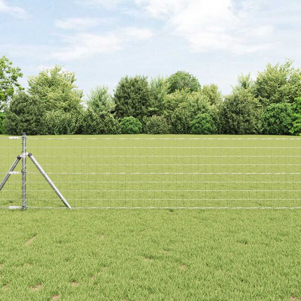 vidaXL St&auml;ngsel med stolpe Silver 0,6 x 25 m St&aring;l och PVC