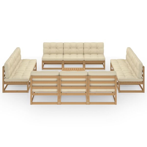 vidaXL Loungegrupp med dynor 13 delar massiv furu