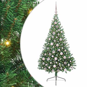 vidaXL Konstgjord F&ouml;rbelyst Julgran med 300 LED-lampor Gr&ouml;n 180 cm PVC