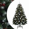 vidaXL Konstgjord julgran gr&ouml;n med julkulor 150 cm 150 LED-lampor