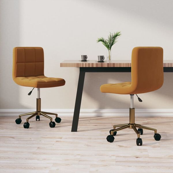 vidaXL Snurrbara matstolar 2 st brun sammet