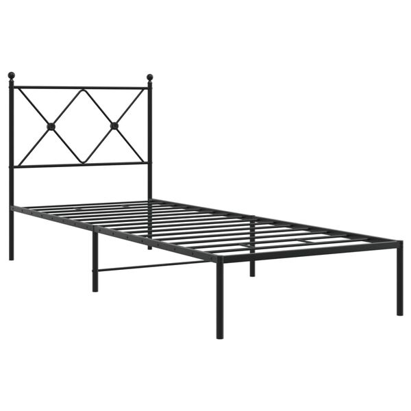 vidaXL Sängram med huvudgavel metall svart 75x190 cm