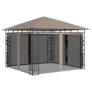 vidaXL Paviljong med myggn&auml;t 3x3x2,73 m taupe 180 g/m&sup2;