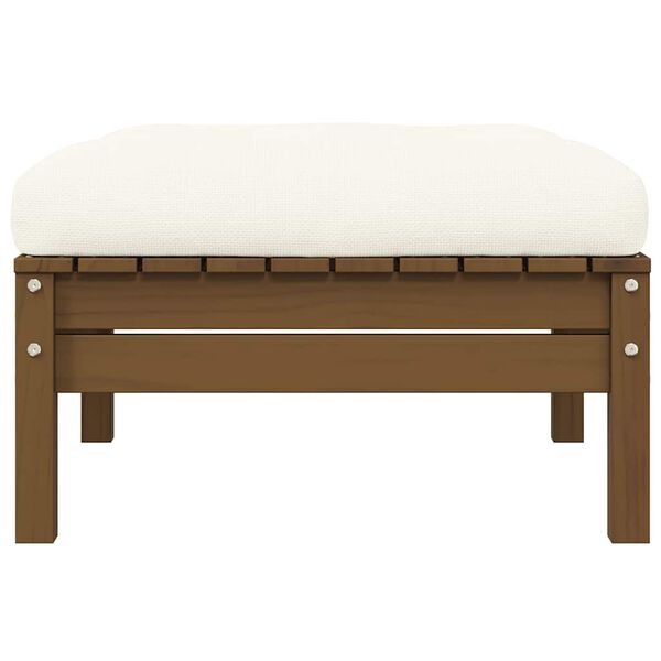 vidaXL Trädgårdssoffa 2-sits med gräddvita dynor massiv furu