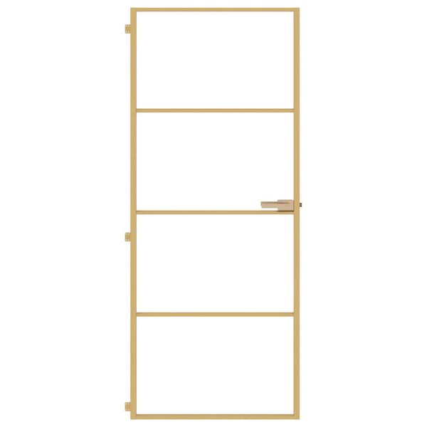 vidaXL Innerd&ouml;rr guld 83x201,5 cm h&auml;rdat glas och aluminium slim