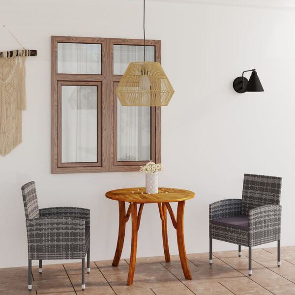 vidaXL Matgrupp f&ouml;r tr&auml;dg&aring;rden 3 delar antracit