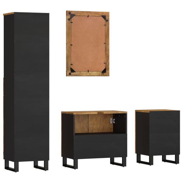 vidaXL Badrumsmöbler 4 delar massivt mangoträ