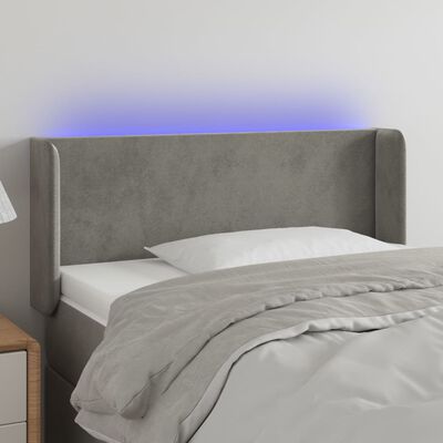 vidaXL Sänggavel LED ljusgrå 93x16x78/88 cm sammet