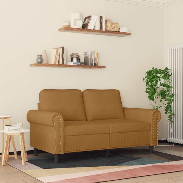 vidaXL 2-sitssoffa brun 120 cm sammet