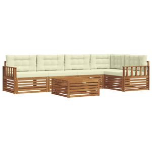 vidaXL Utomhussoffset med kudde 6 pcs Naturlig och Gr&auml;dde