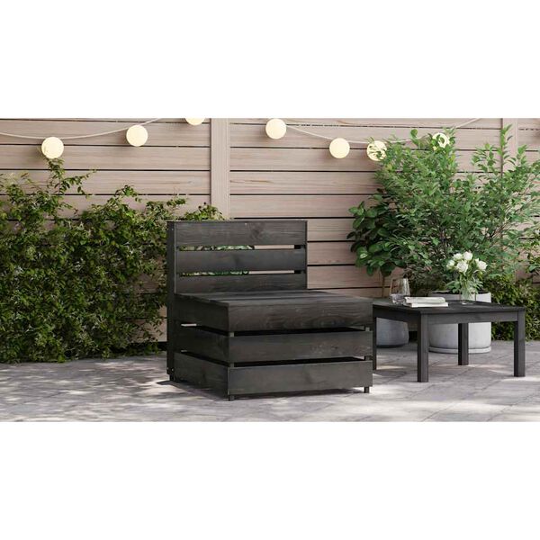 vidaXL Mittensektion till pallsoffa grå tryckimpregnerad furu