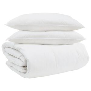 vidaXL T&auml;ckeset med kudde 3 st Vit Dunfj&auml;der