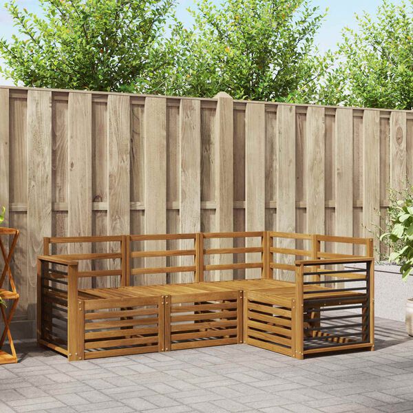 vidaXL Soffgrupper 4 pcs Naturf&auml;rg Massivt Akaciatr&auml;