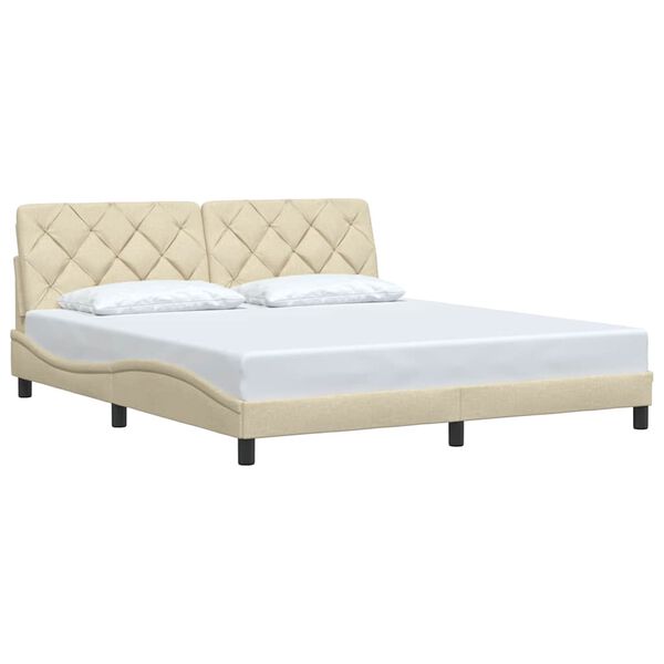 vidaXL Bed Frame without Mattress Cream 180x200 cm Fabric