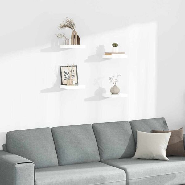 vidaXL Sv&auml;vande v&auml;gghyllor 4 st vit h&ouml;gglans 23x23,5x3,8 cm MDF