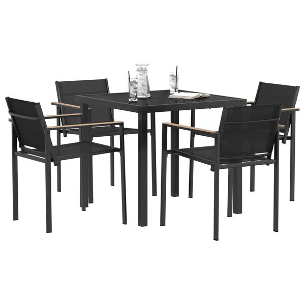 vidaXL Utem&ouml;belset 5 pcs Svart och Anthracit 80 x 80 x 73 cm Textilene