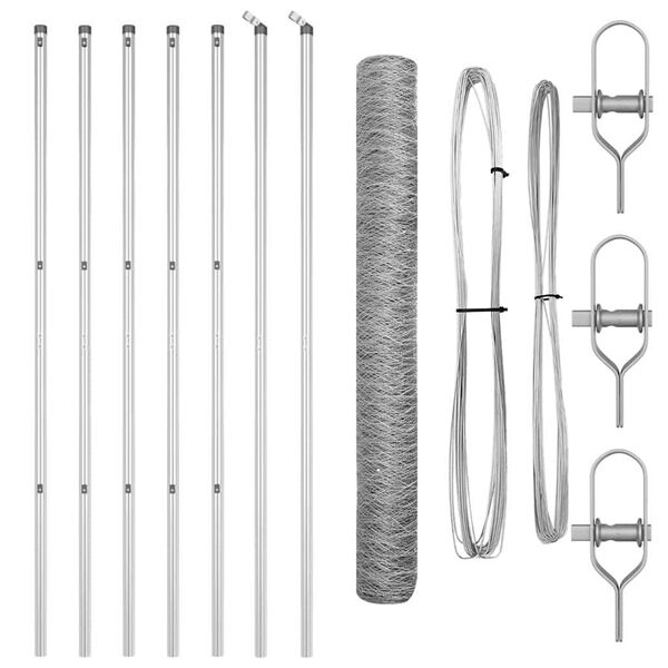 vidaXL St&auml;ngselstolpe Silver 10 x 1 m (36 mm n&auml;t) St&aring;l