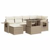 vidaXL Matgrupp f&ouml;r tr&auml;dg&aring;rden med dynor 7 delar beige konstrotting