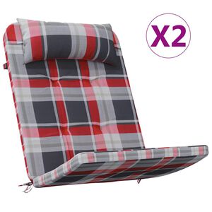 vidaXL Stolkuddar 2 st Oxford Tyg R&ouml;d Rutig 58 x 77 x 4,5 cm