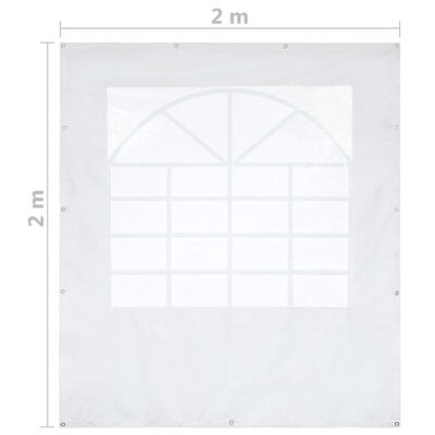 vidaXL Sidovägg med fönster för partytält 2x2 m vit 550 g/m²