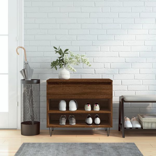 vidaXL Skosk&aring;p brun ek 70x36x60 cm konstruerat tr&auml;