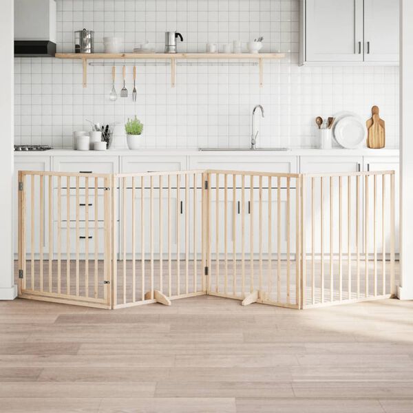 vidaXL Hundgrind med d&ouml;rr vikbar 4 paneler 320 cm poppel