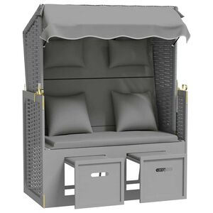 vidaXL Strandkorg med dynor konstrottning och massivt tr&auml; gr&aring;