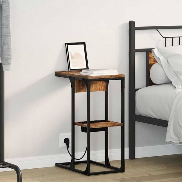 vidaXL Nattduksbord R&ouml;kt ek 41,5 x 26 x 60,5 cm Konstruerat tr&auml;