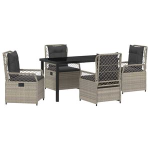 vidaXL Tr&auml;dg&aring;rdsm&ouml;belset 5 pcs Ljusgr&aring; konstrotting