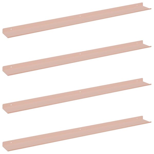 vidaXL Flytande hylla V&auml;ggmonterad 4 pcs Rosa 100 x 9 x 2,5 cm St&aring;l