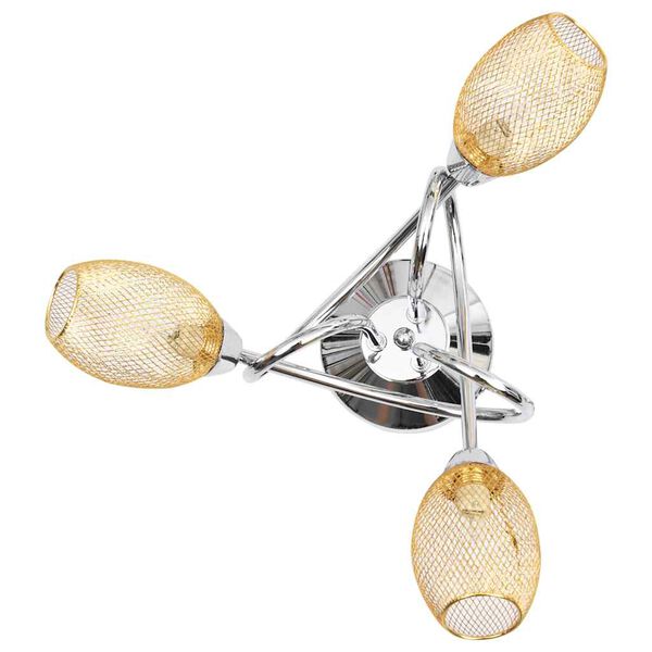 vidaXL Taklampa med guldpl&auml;terade lampsk&auml;rmar f&ouml;r 3 G9-lampor guld