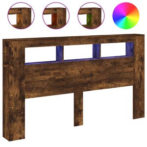 vidaXL S&auml;nggavel LED r&ouml;kf&auml;rgad ek 180x18,5x103,5 cm konstruerat tr&auml;
