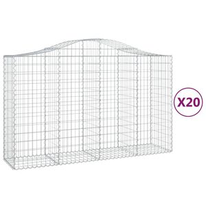 vidaXL Gabioner b&aring;gformade 20 st 200x50x120/140 cm galvaniserat j&auml;rn