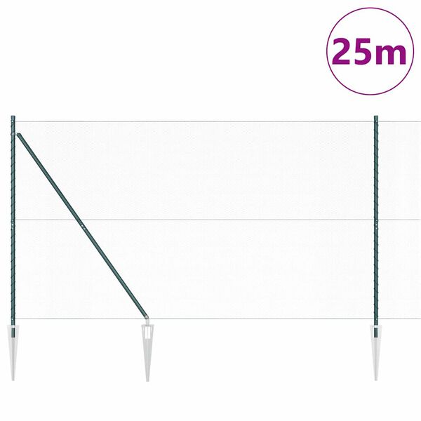 vidaXL Stängselstolpe Grön 25 x 1,5 m (13 mm mesh) Stål