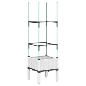 vidaXL Odlingsl&aring;da med spalj&eacute; vit 40x40x142,5 cm PP