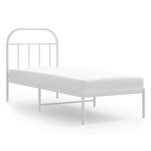 vidaXL S&auml;ngram utan madrass med huvudgavel metall vit 75x190 cm