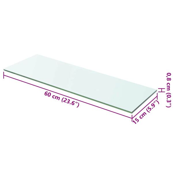 vidaXL Hyllplan 2 st glas genomskinlig 60x15 cm