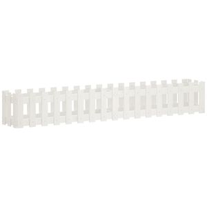 vidaXL Odlingsl&aring;da med staket-design vit 200x30x30 cm massiv furu