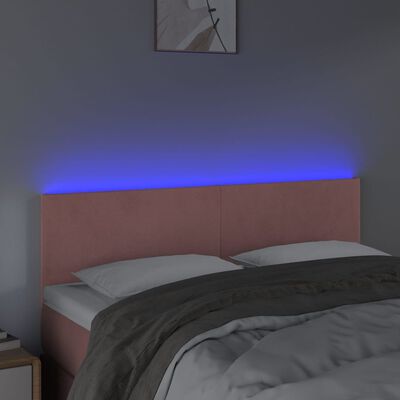 vidaXL Sänggavel LED rosa 144x5x78/88 cm sammet