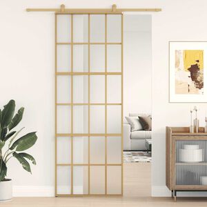 vidaXL Skjutd&ouml;rr guld 76x205 cm frostat ESG-glas och aluminium
