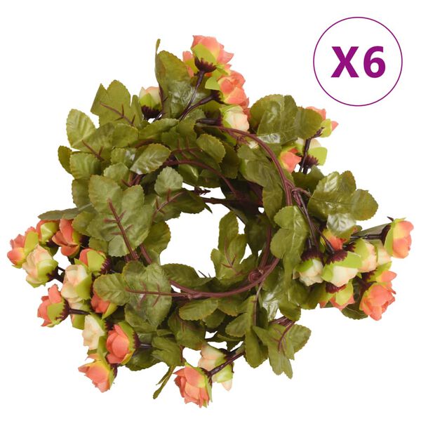 vidaXL Julkransar med blommor 6 st rosenröd 215 cm