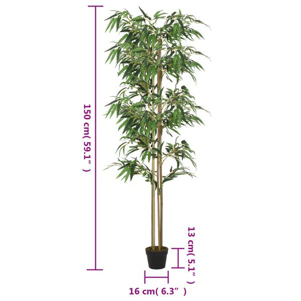 vidaXL Konstväxt bambu 988 blad 150 cm grön