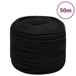 vidaXL Rep svart 6 mm 50 m polyester