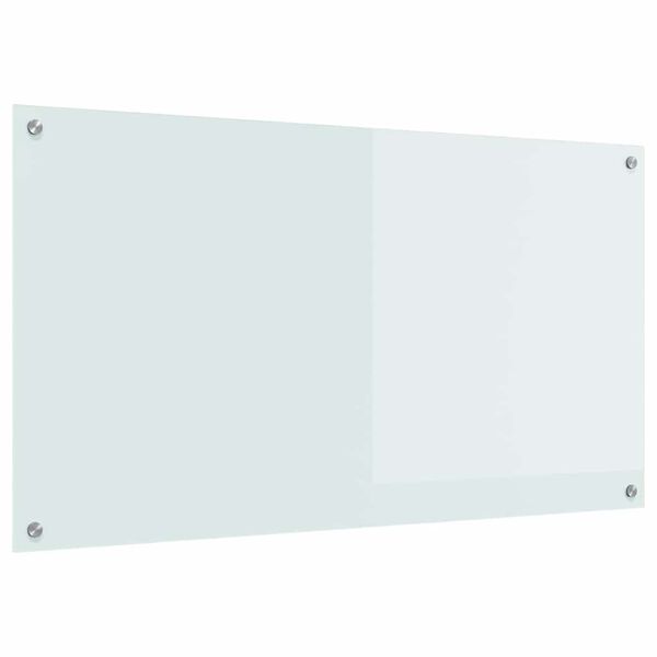 vidaXL K&ouml;kspl&aring;nbak Vit 110 x 60 x 0,6 cm h&auml;rdat glas