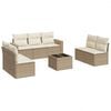 vidaXL Matgrupp f&ouml;r tr&auml;dg&aring;rden med dynor 8 delar beige konstrotting