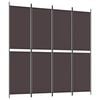 vidaXL Rumsavdelare 4 paneler brun 200x200 cm tyg