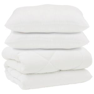 vidaXL Dunt&auml;cke med Kuddar 3 pcs Vit Mikrofiber och Dunfj&auml;der