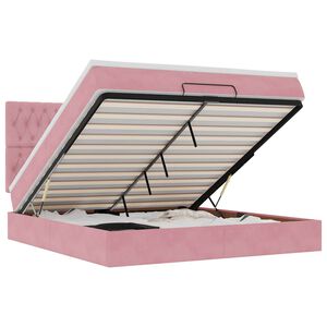 vidaXL Ottoman s&auml;ngram med madrasser rosa 160x200 cm sammet