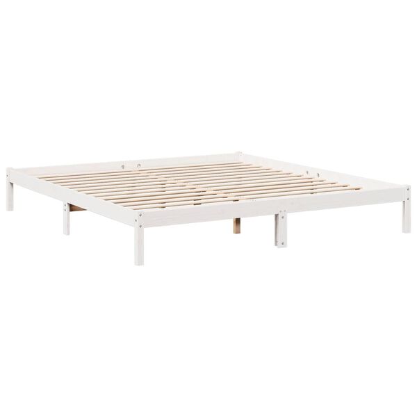 vidaXL Sängram utan madrass extra lång vit 180x220 cm massiv furu